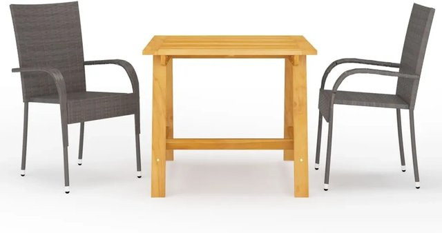 vidaXL 3-tlg Garten-Essgruppe Modell 9 aus Akazien-Massivholz und PE-Rattan in Braun - Bild 1