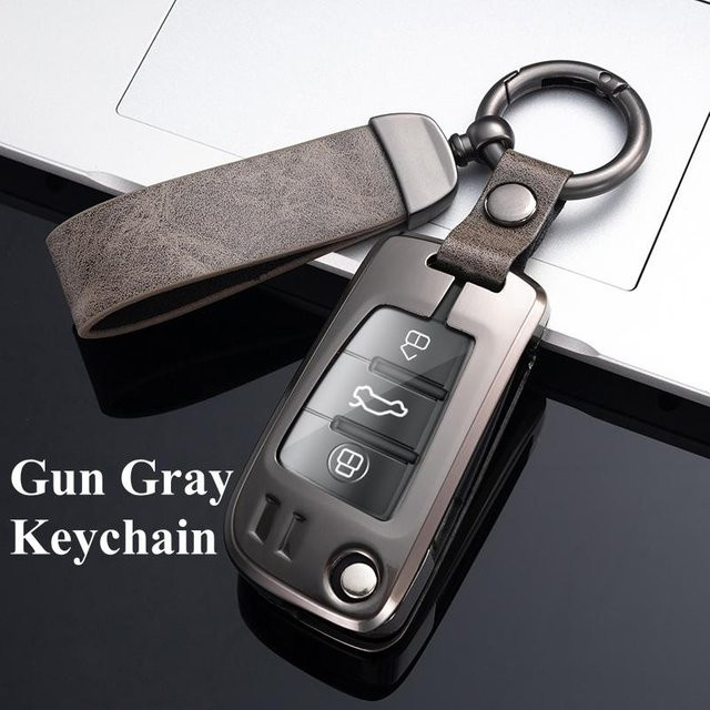 CarPedal Schlüsselhülle aus Metall in Grau für Audi A1 A3 A4 A5 A6 A7 A8 Q3 Q5 Q7 Q8 TT S3 S4 S6 RS Quattro B Style - Bild 1