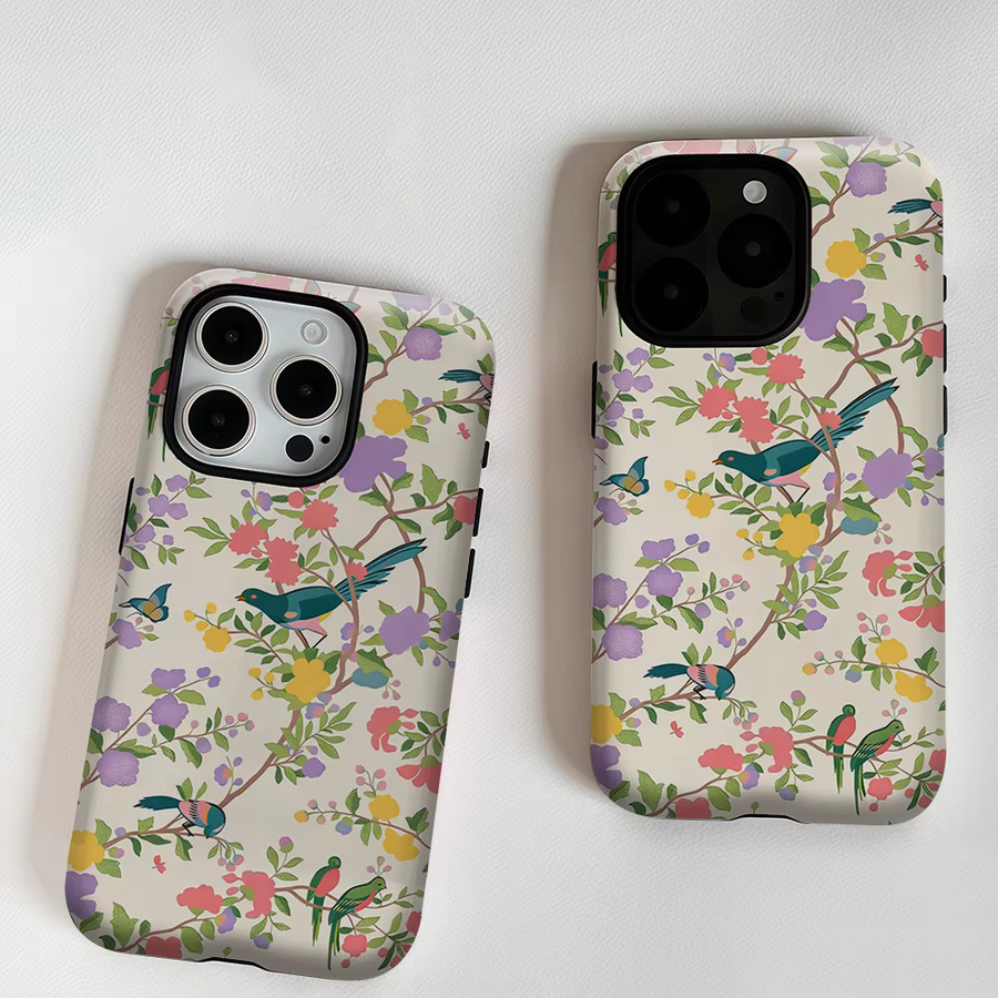 Potdemiel Aurea Case Matte Bumper MagSafe kompatible iPhone Hülle mit Blumen, Vogel und Schmetterling Druck in Multicolour - Bild 3