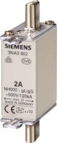 Siemens Indus.Sector NH-Sicherungseinsatz G000 63A 500AC250VDC 3NA3822 in Silber - Bild 1