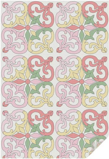 Tulup Fensterfolie Milchglasfolie mit Blumenschmuck in Rot und Multicolour, Breite: 100 cm, Höhe: 146 cm - Bild 1