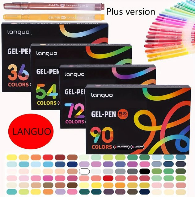 LANGUO Acryl-Gelstifte mit 90 Farben und 1,0 mm Spitze für Schule, Büro und zum Zeichnen, Multicolor - Bild 1