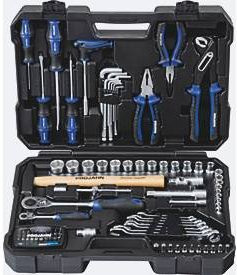 Projahn Werkzeugkoffer PROFICRAFT, 98-teilig, 1/4 Zoll und 1/2 Zoll Antrieb, 48-Zahn-Knarren, Blau, Kunststoffkoffer - Bild 1