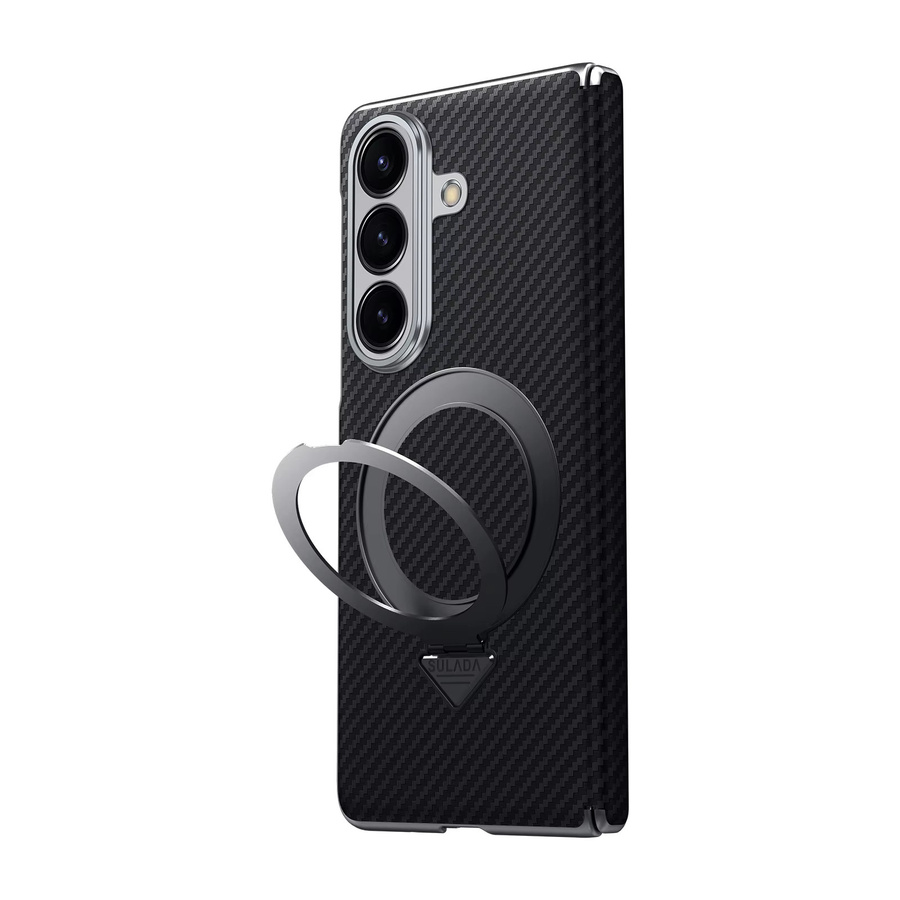 Stoßfeste Business-Handyhülle aus Kohlefaser mit Ständer und Magnetic Wireless Charging für Samsung Galaxy Z Fold 7, 6 und 5 in Schwarz - Bild 6