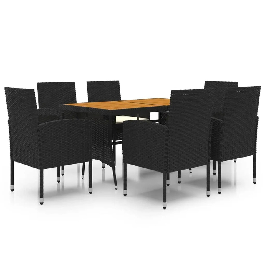 vidaXL 7-tlg Garten-Essgruppe aus Poly Rattan in Schwarz Modell 47 - Bild 2