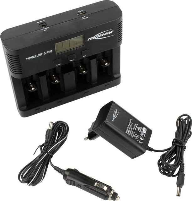 Ansmann Powerline 5 Pro Rundzellen-Ladegerät für NiCd und NiMH Akkus der Größen AAA, AA, C und D - Bild 1