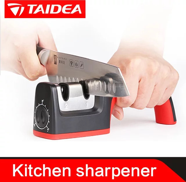 TAIDEA Küchen-Haushaltsmesserschärfer in Schwarz, verstellbarer Winkelschärfer und professionelles Schärfsystem mit Schleifstein - Bild 1