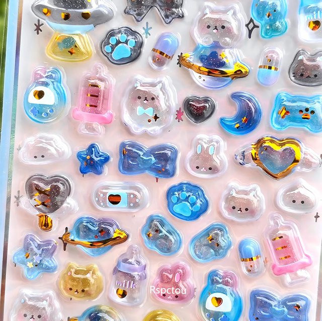 Rspctou Kawaii Lebensmittel Tier Sushi 3D-Relief-Aufkleber, 4 Stück - Bild 1