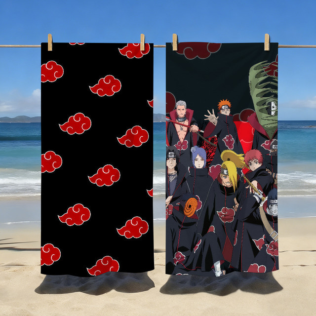 Naruto Akatsuki Strandtuch schnelltrocknend und sanddicht für Sport, Reise und Camping - Bild 1
