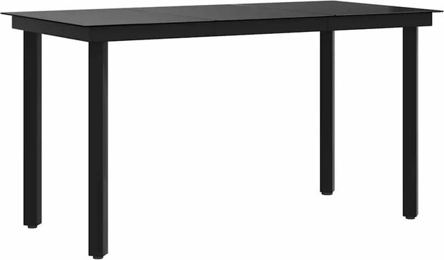 Furnicato Garten-Esstisch aus Stahl und Glas in Schwarz, B/T/H: 140 x 70 x 74 cm - Bild 1
