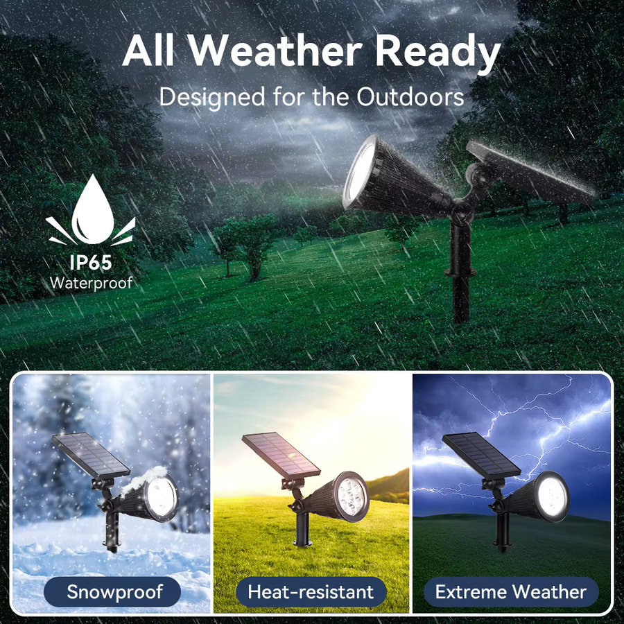 CANMEIJIA Solar LED Outdoor Spot Strahler IP65 Wasserdicht in Schwarz für Garten, Hof und Landschaftsbau - Bild 2