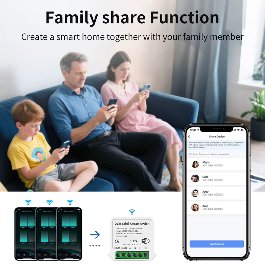 Tuya WiFi Smart Switch 16A Intelligenten Unterbrecher mit Smart Life App Steuerung und Alexa Google Assistant kompatibel, Weiß - Bild 5