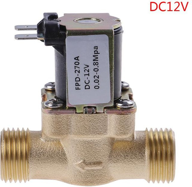Crownne Elektrisches Magnetventil aus Messing G1/2'' in Gold für Solarwarmwasserbereiter (DC 12V, 24V, AC 220V) - Bild 1