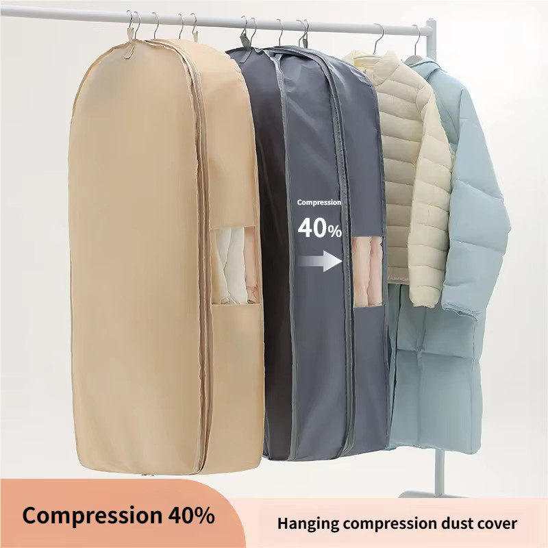 Enyawell Hängender Kleidersack zur Kompression für Daunenjacken und Mäntel, Beige, B/T/H: 90,0 x 130,0 cm - Bild 1