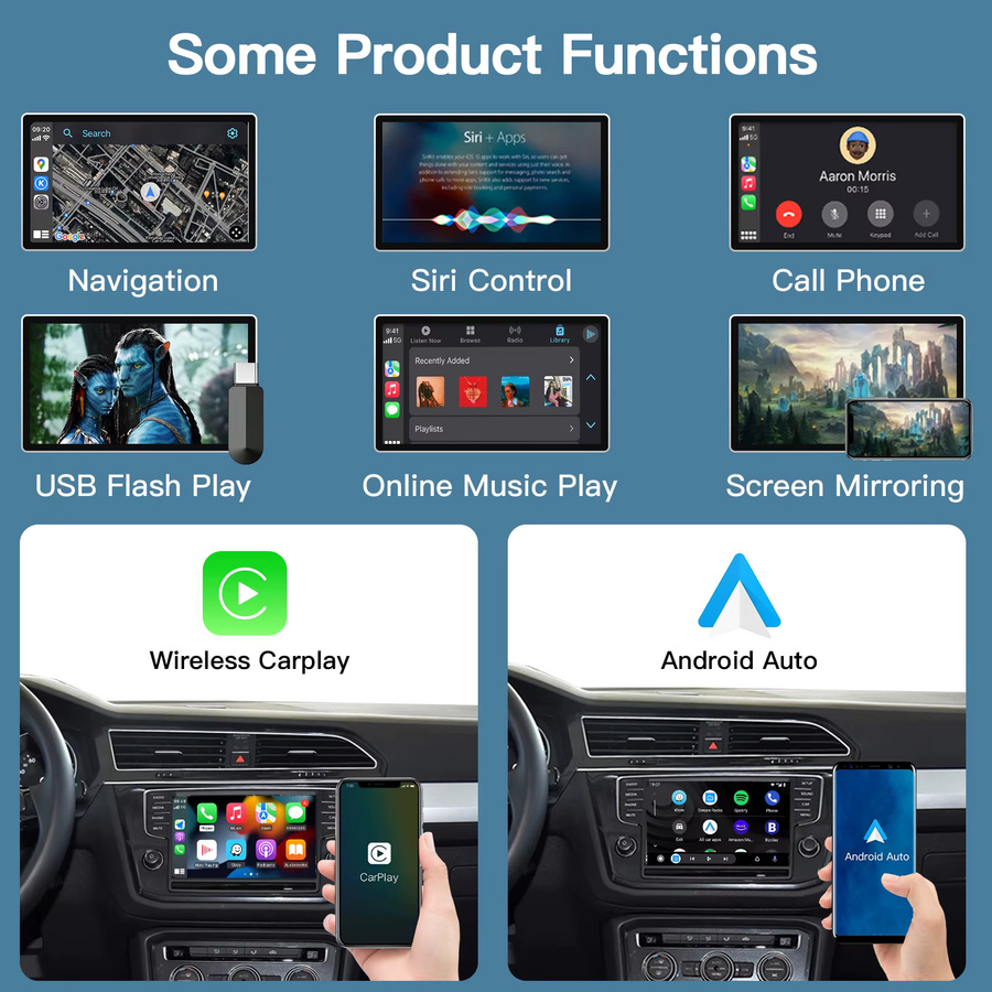 AUTOABC Drahtlose CarPlay und Android Auto Modul Box mit Mirror Link für VW Volkswagen Skoda Octavia A5 Golf 7 Polo Passat B8 MIB und MIB2 Systeme - Bild 2