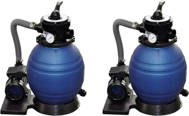 vidaXL Sandfilterpumpen Set 2 Stück, Blau, 400 W, 11.000 l/h, Kunststoff - Bild 1