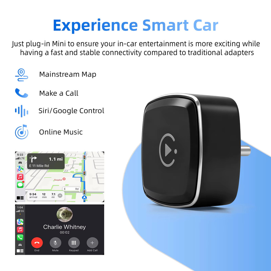 Ezonetronics Wireless CarPlay und Android Auto Adapter 2 in 1 für USB-C Fahrzeuge, Schwarz - Bild 5