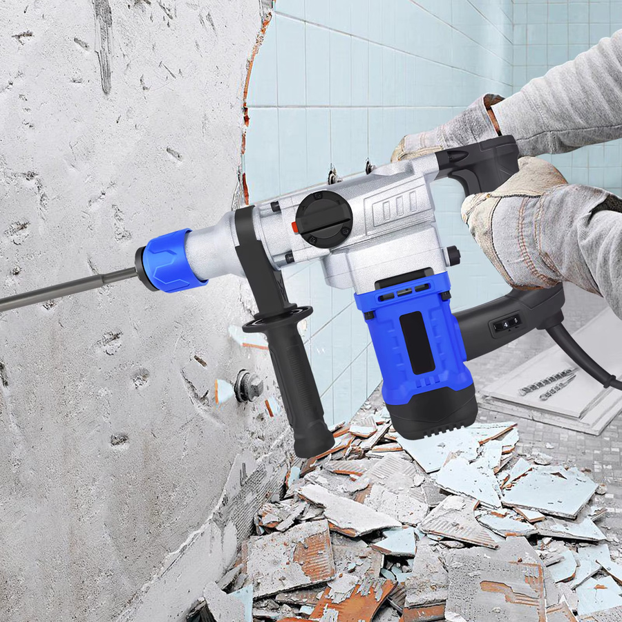 Bohrhammer mit 1500 W Leistung, 6 Geschwindigkeiten und 4 Funktionen inklusive SDS Plus Meißeln, Bohrer und Koffer - Bild 6