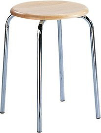 Mayer Sitzmöbel Universalhocker rund aus Buche mit Chromgestell, braun/silber, B/T/H: 48 x 48 x 48 cm - Bild 1