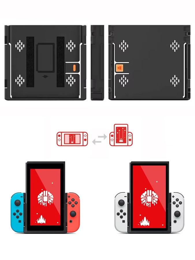 TECTINTER Portrait-Modus Flip-Griff für Nintendo Switch und Switch OLED, tragbarer vertikaler Ständerhalter mit Joystick-Griffhalter in Schwarz - Bild 6