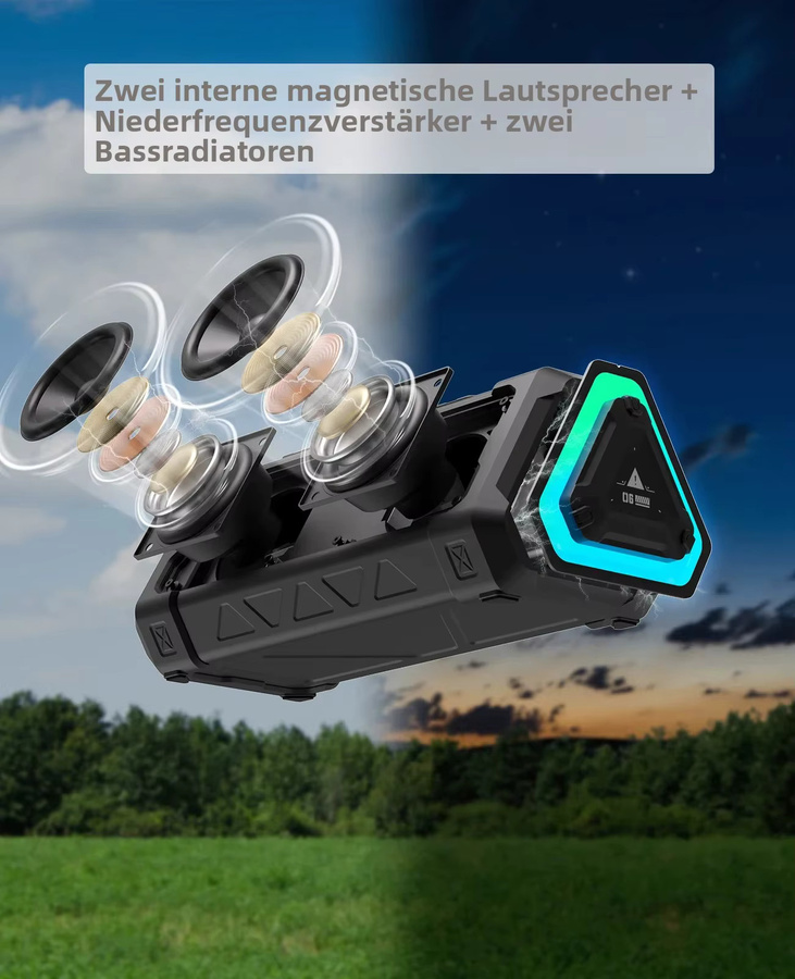 MLOVE P3 Bluetooth-Lautsprecher in Schwarz mit 40 W Ausgangsleistung, IPX7 wasserdicht, Stereo-Sound und RGB-Licht - Bild 5