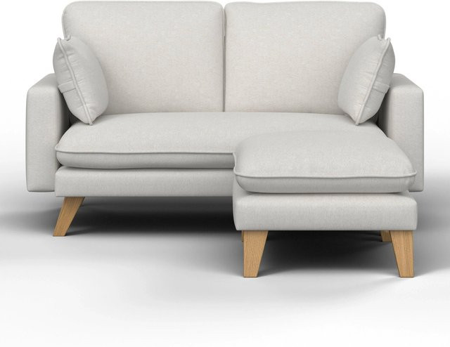 Bessagi Home Ecksofa Illa in Hellgrau aus Webstoff mit passendem Ottoman - Bild 1