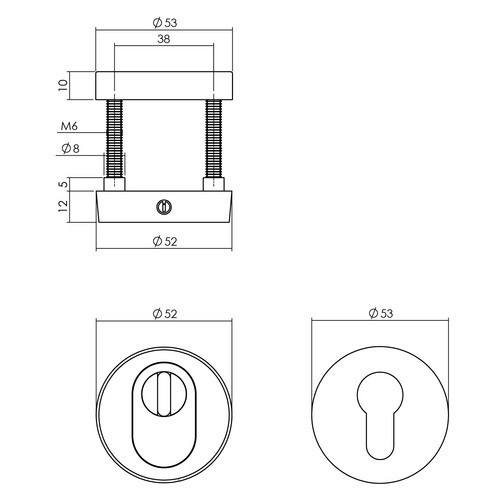 Intersteel Sicherheitsrosette aus Edelstahl in Schwarz, Durchmesser: 53 mm - Bild 2