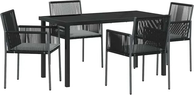 vidaXL Garten Essgruppe 5-teilig aus Poly-Rattan und Stahl in Schwarz mit Sicherheitsglas-Tischplatte - Bild 1