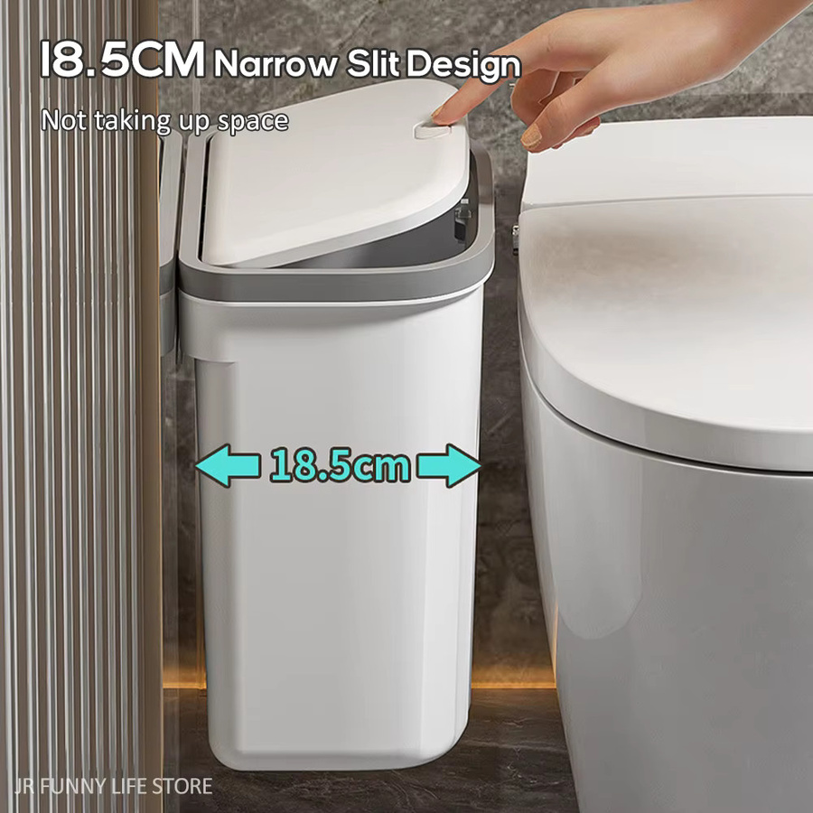 Wandmontierter Mülleimer mit Deckel von WudenCozfy, 12L, Weiß, Touch-Funktion für Badezimmer und Küche - Bild 3