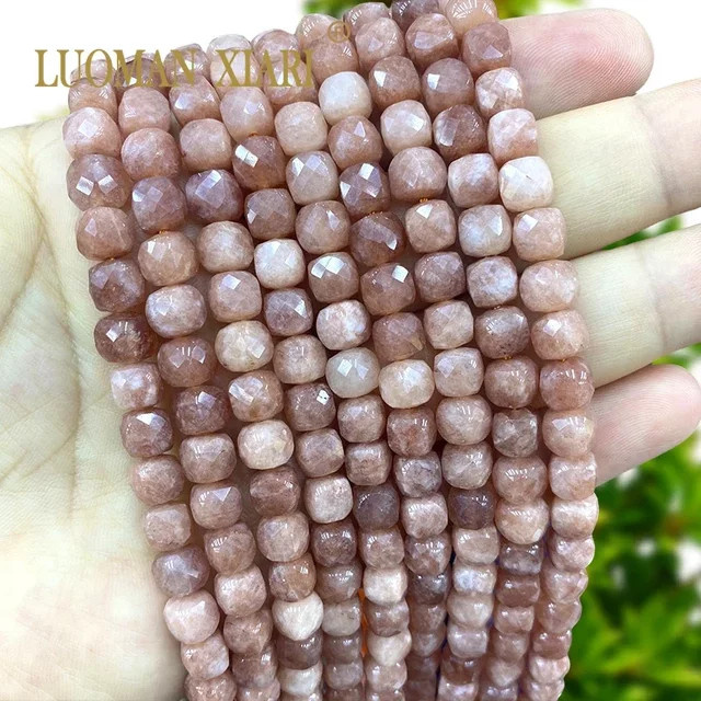 LUOMAN XIARI Abstandsperlen Sonnenstein-Chalcedon, 7–8 mm, lose Würfel - Bild 1