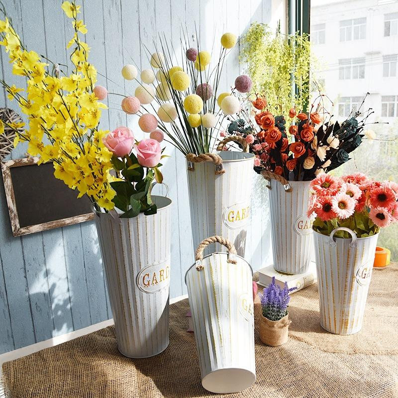 Rustikale Metallvase von Yiran Furniture mit Hanfseil zur Tischdekoration für getrocknete Blumen - Bild 5