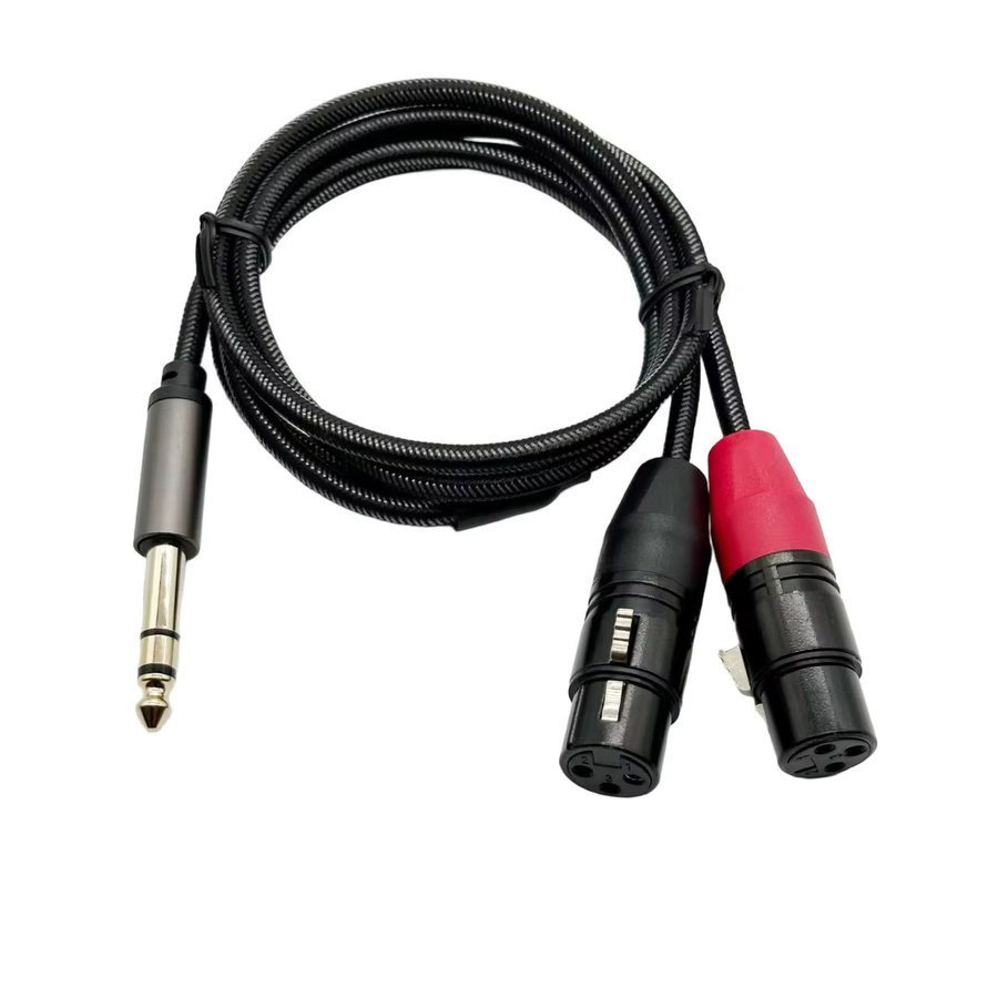 Audiokabel Y-Splitter mit 1/4 Zoll TRS 6,5mm Stereo-Stecker auf Dual-XLR-Buchse und XLR-Stecker, abgeschirmtes Kabel in Rot und Schwarz - Bild 2
