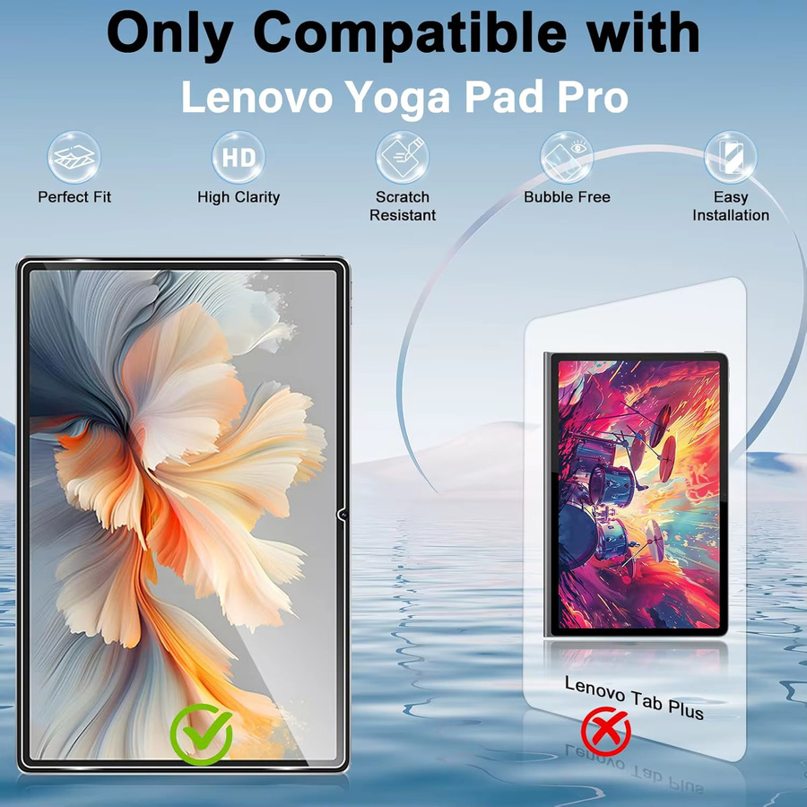 Displayschutzfolie aus gehärtetem Glas für Lenovo Yoga Tab Plus und Lenovo Idea Tab Pro 12,7 Zoll, transparent - Bild 2