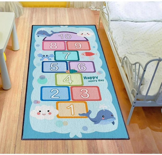 Wucifang Jewelry Pädagogischer Hüpfspiel-Zahlen Teppich für Kinder, Rutschfeste Spielmatte aus Polyester, Mehrfarbig, B/T: 150 x 100 cm - Bild 1