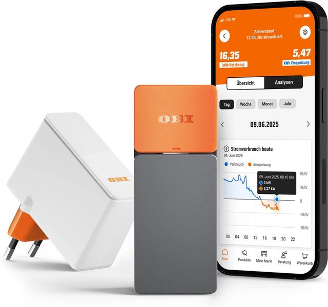 OBI ENERGY TRACKER smarter Stromzähler-Ausleser mit heyOBI App in Orange und Weiß - Bild 1