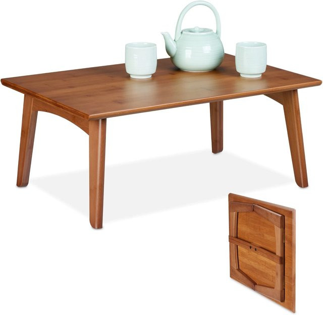 Relaxdays Couchtisch aus Bambus in Braun, klappbar und modern, B/T/H: 60 x 25 x 40 cm - Bild 1