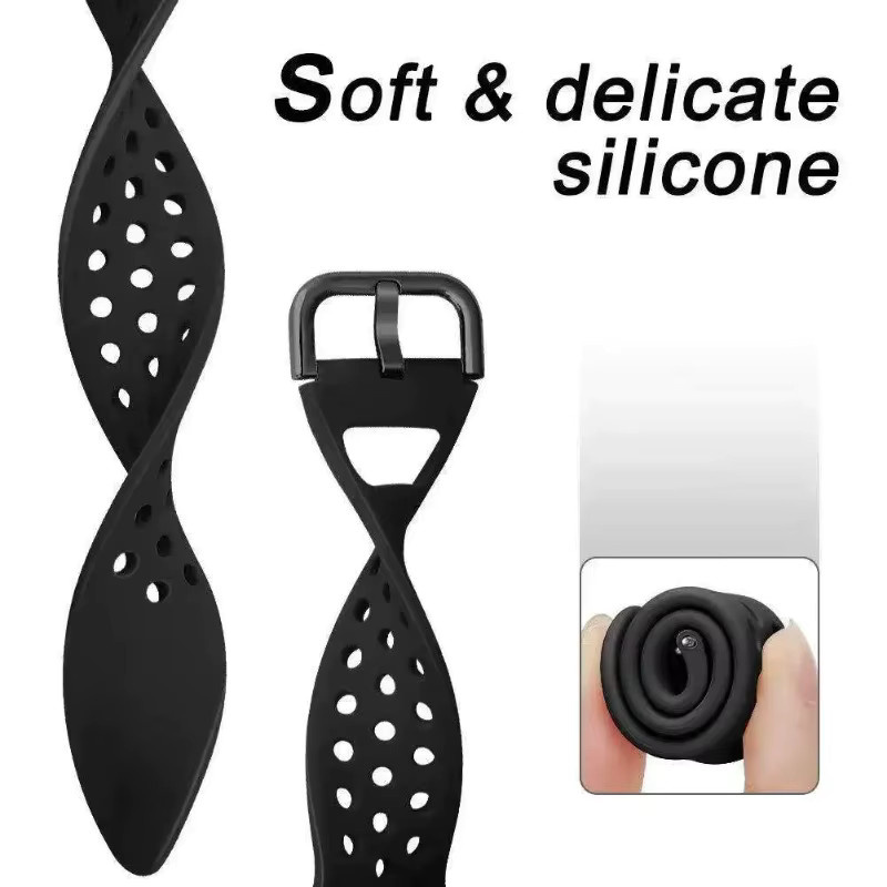 Uhrenarmband Silikon, 20 mm, Schwarz, Unisex - Bild 2