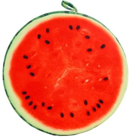Aiyalei Rundes Fruchtscheiben Kissen mit 3D-Druck, Motiv Wassermelone, Rot, Durchmesser: 33 cm - Bild 1