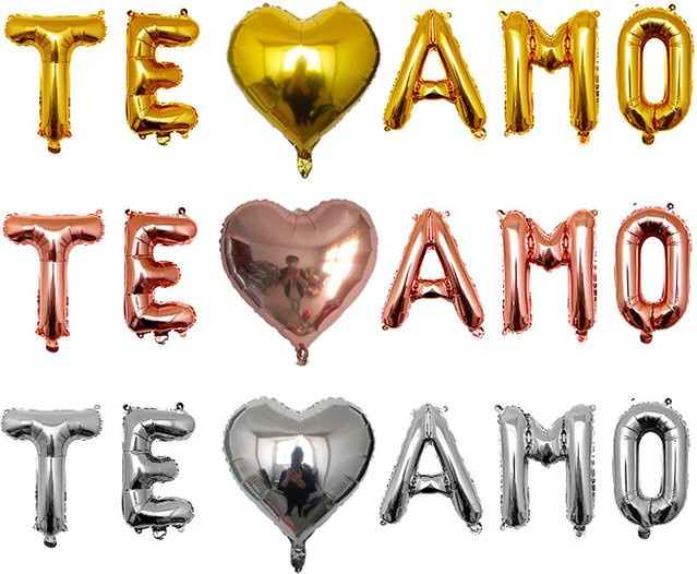 KUKUZHU Folienballon Te Amo Herz in Gold für Valentinstag und Hochzeitstag Dekoration, 40,64 cm - Bild 1