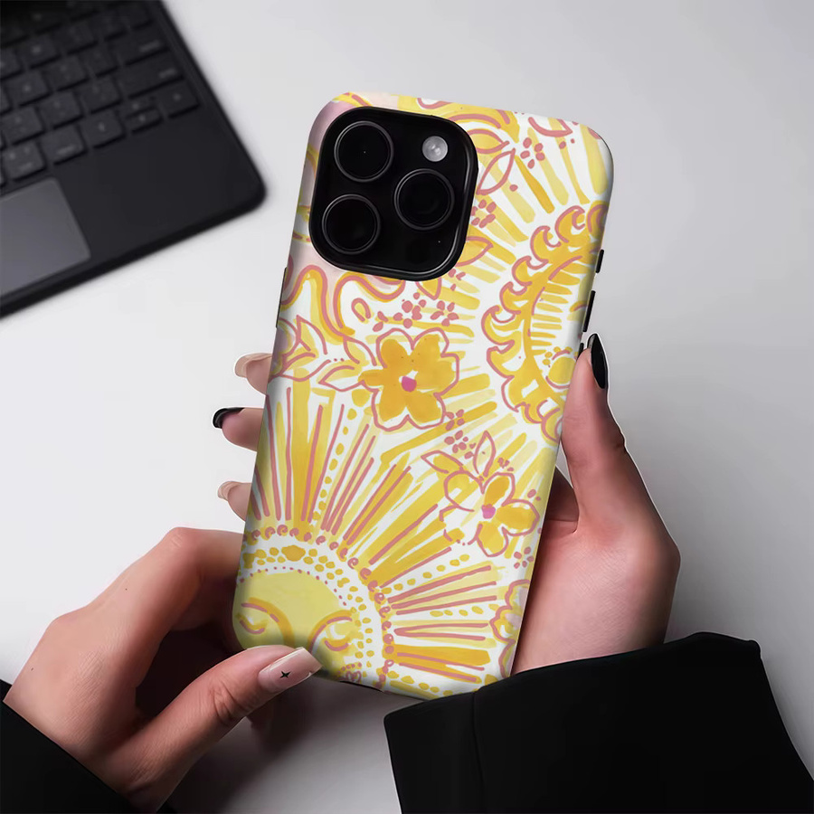 Potdemiel Magnetische Handyhülle Sunset Floral Swirl für iPhone 17 16 15 14 13 Pro Max Plus Tough Case Multicolor - Bild 2