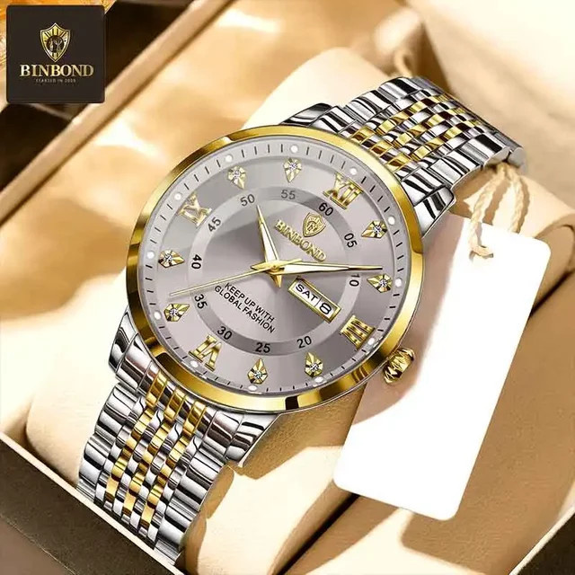 BINBOND Armbanduhr Edelstahl, Quarz, Silber, Herren - Bild 1