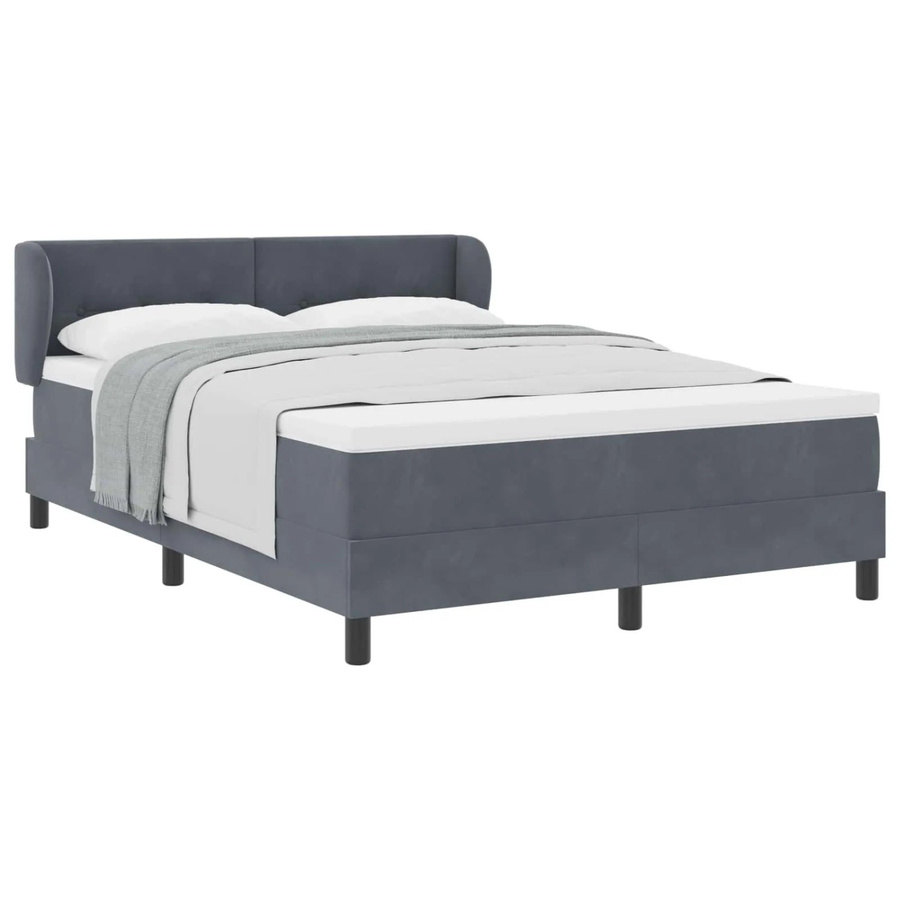 vidaXL Boxspringbett mit Matratze aus Samt in Grau, B/T/H: 160 x 200 cm - Bild 2