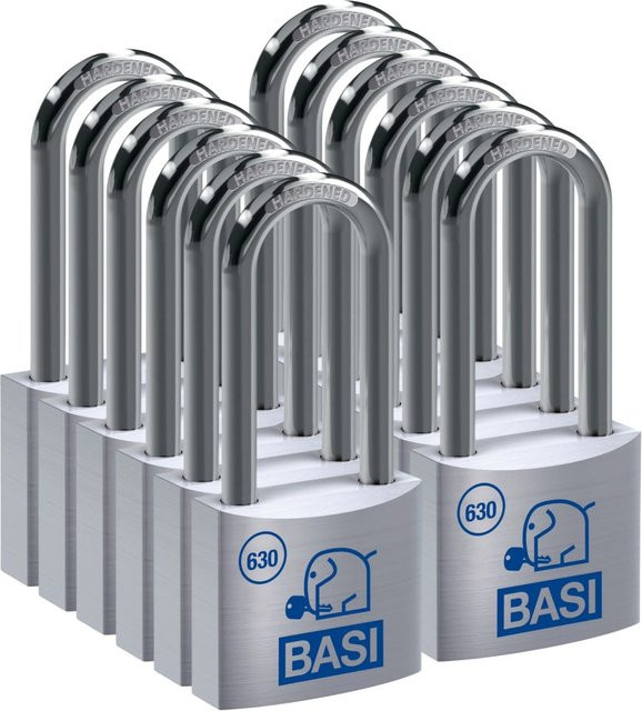 BASI Vorhangschloss Set 12x VHS 630H in Silber, Gleichschließend, Aluminiumgehäuse, Breite: 30 mm, Bügelhöhe: 63 mm - Bild 1