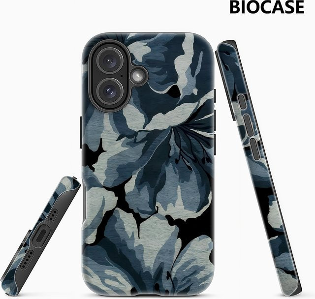 Robuste Magnetische Handyhülle mit blauem Blumen-Kunstdesign für iPhone 17 16 15 14 13 Pro Max Plus von Potdemiel - Bild 1