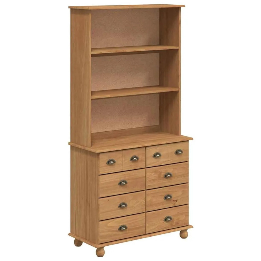 vidaXL Aufsatzschrank ASKIM aus Massivholz Kiefer in Honigbraun, B/T/H: 91 x 40 x 184 cm - Bild 2