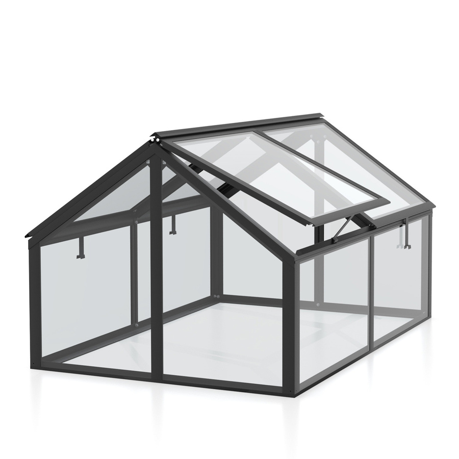 Vitavia Hochbeet Gamma Mini-Gewächshaus aus Aluminium und Sicherheitsglas, schwarz, B: 89 cm, T: 124 cm, H: 71 cm - Bild 2
