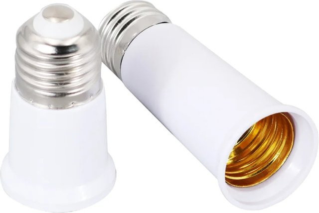 JOYINLED E27 zu E27 Verlängerungsadapter Lampenfassung in Weiß aus Kunststoff für LED-Glühbirnen - Bild 1