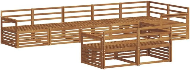 vidaXL Outdoor-Sofagarnitur 8-teilig aus Akazienholz in Braun mit L-Form und Polstern - Bild 1
