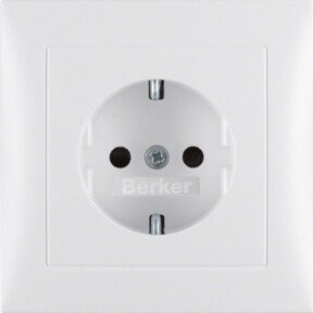 Berker Schuko-Steckdose mit Abdeckplatte in Weiß für den Einbau - Bild 1