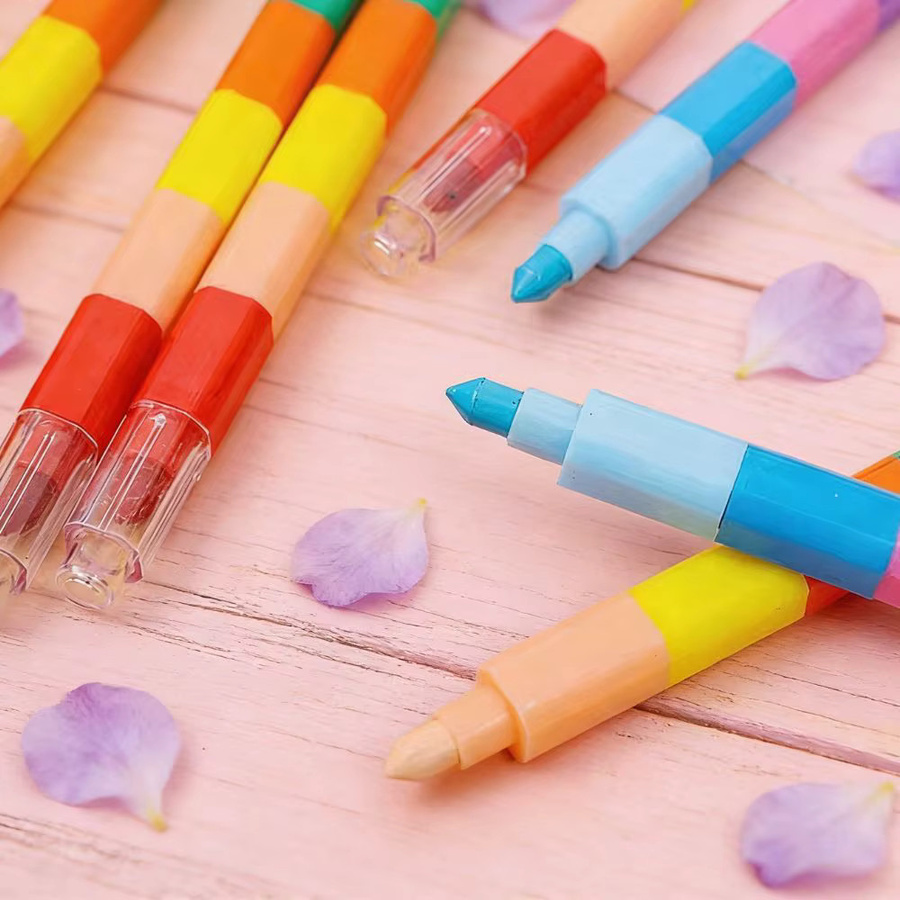 YMY Stapelbare Buntstifte in 12 Farben, Kreative Regenbogen-Bausteine Ölfarben-Stifte für Schüler, Mehrfarbig - Bild 3